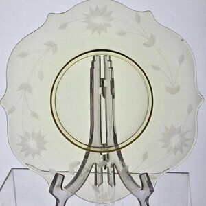 4 pieces Lancaster Glass Co Jubilee luncheon plates yellow